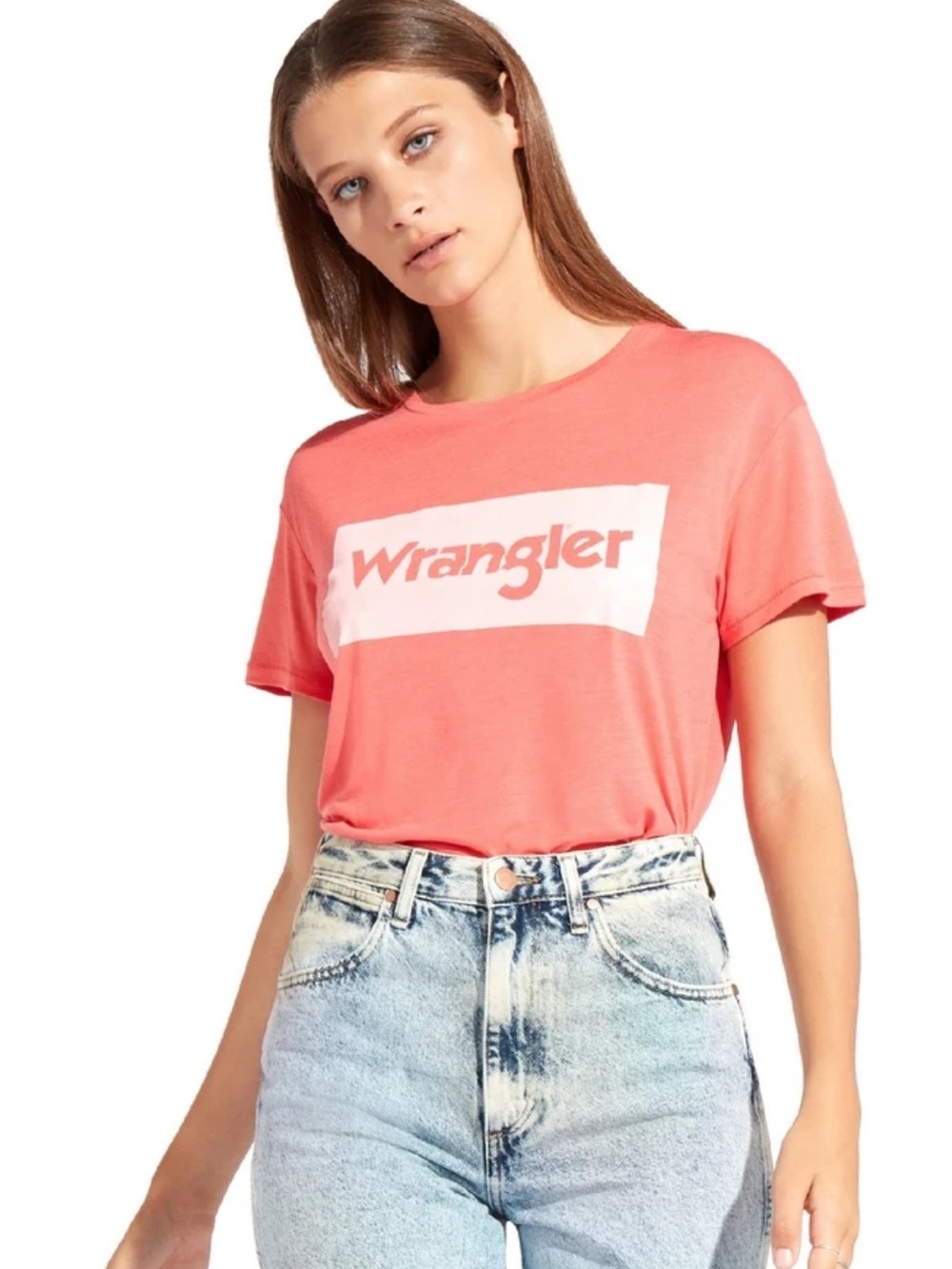 Wrangler Coral Logo Short-Sleeve Tee - Women's Coral Pink